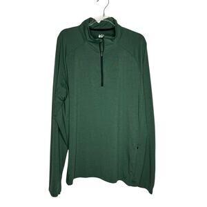 REI Men’s large Green Quarter Zip Pullover Top Activewear Outdoor Casual Pockets